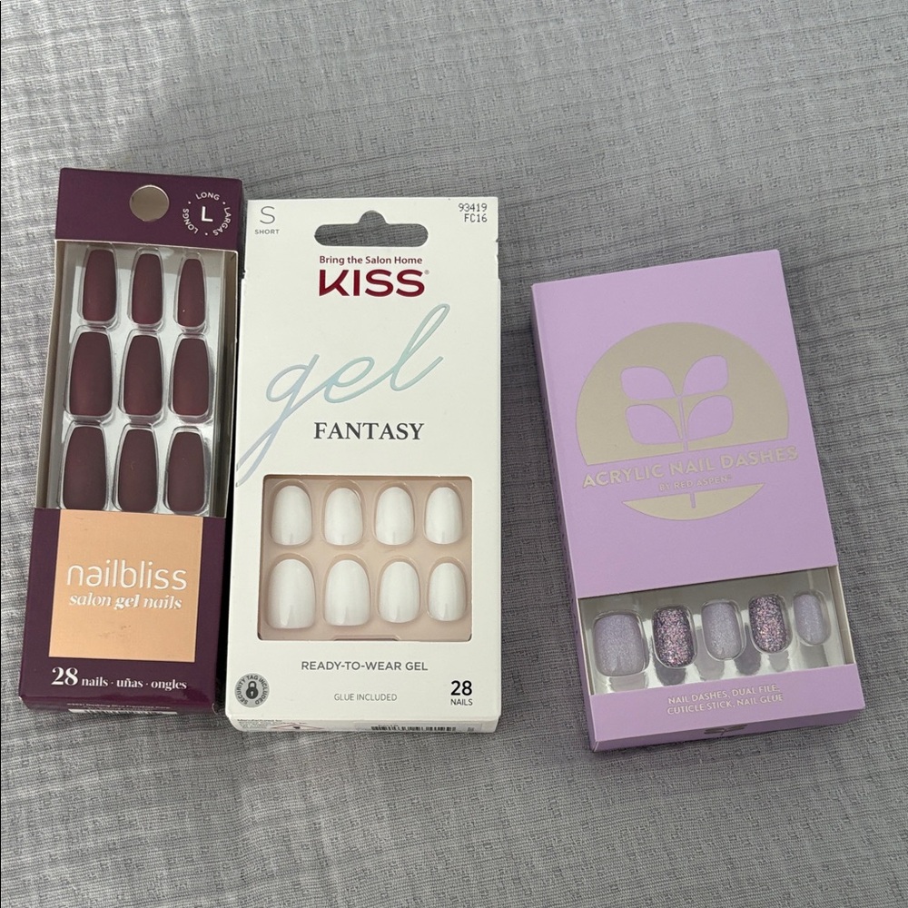 Red aspen Press-On Nails - White and misc